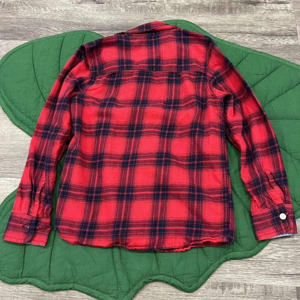OshKosh Bgosh Youth Kids 8 Red Buffalo Check Plaid Button Front Flannel Shirt